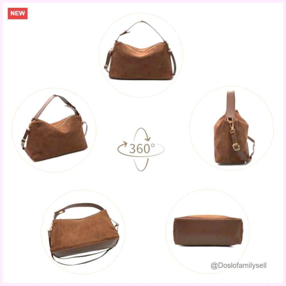 Suede Crossbody Bag Adjustable Strap Shoulder Tote Handbag - Picture 7 of 7